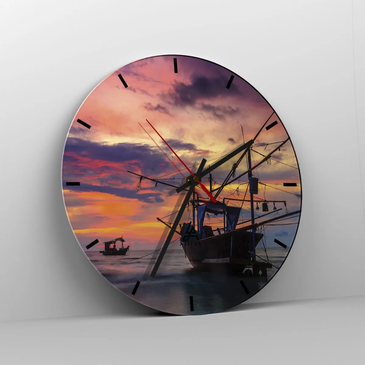 Väggklocka - Klocka på glas - Exotisk kväll - 40x40 cm