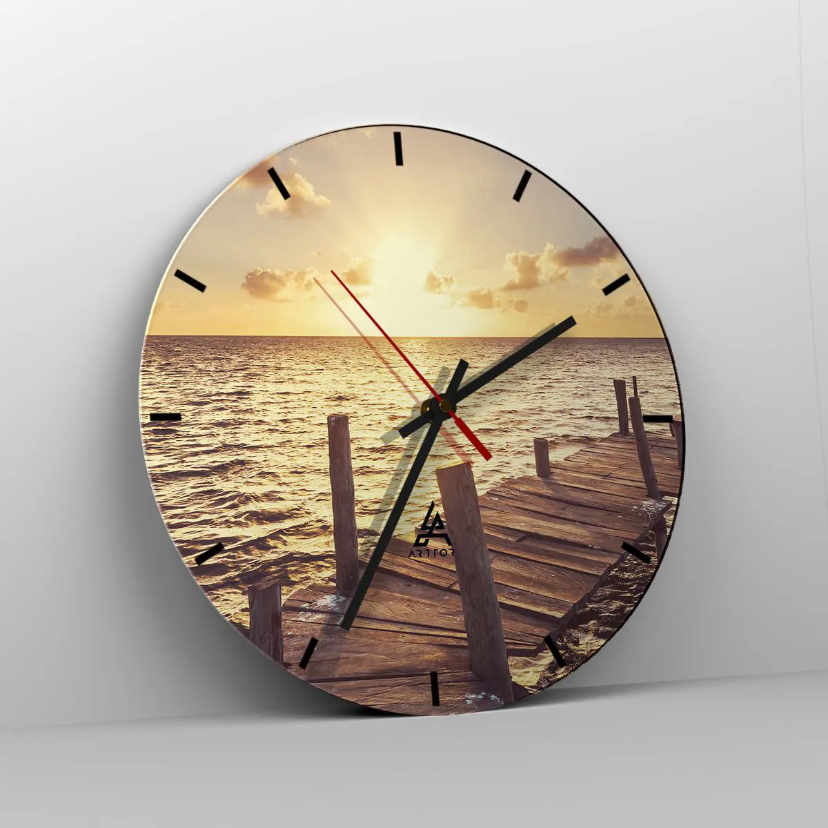 Ceas de perete - Ceas pe sticlă - Tărâmul de aur al blândeții - 40x40 cm