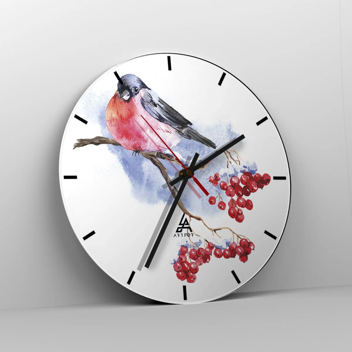 Relógio de parede - Relógio em vidro - Inverno a cores - 40x40 cm