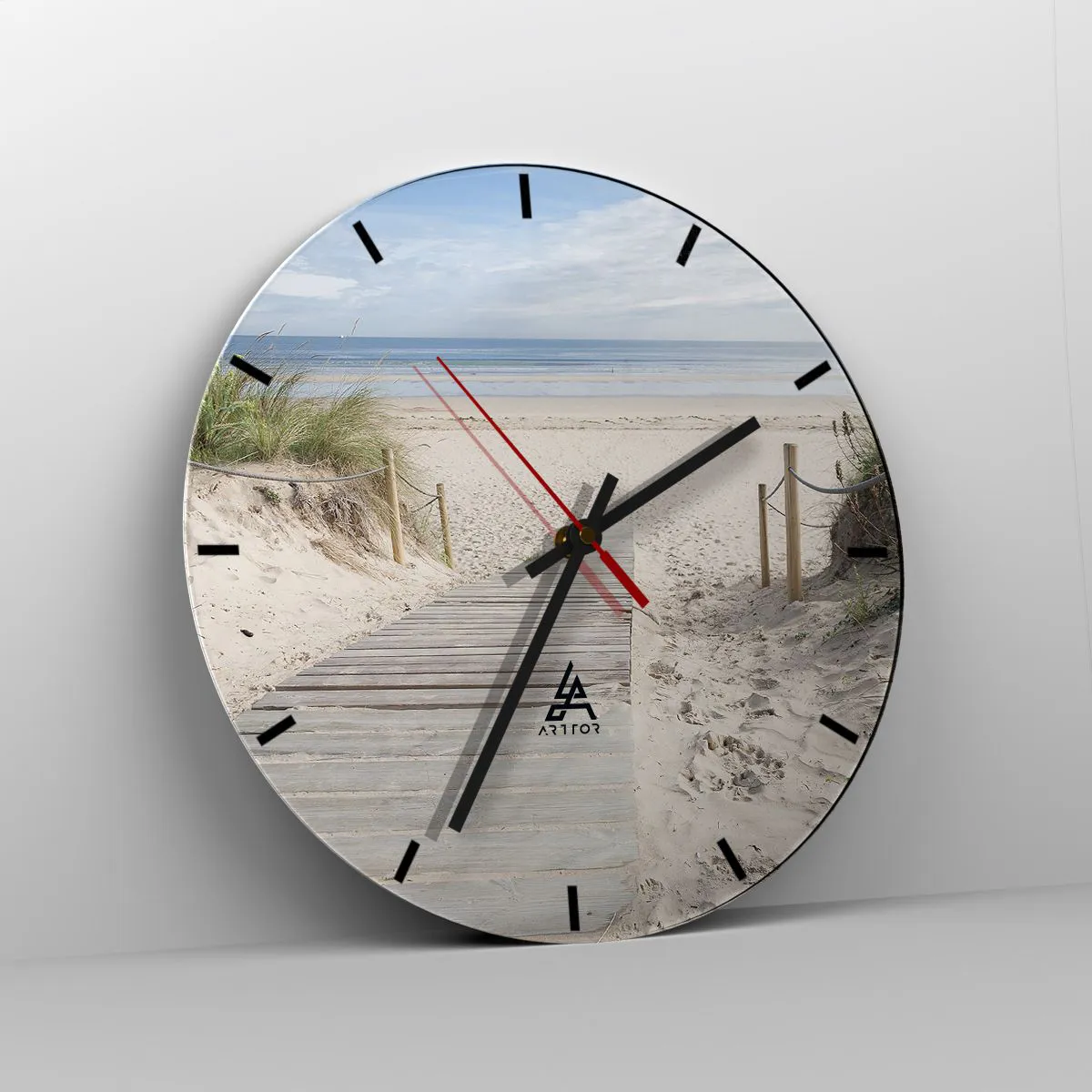 Väggklocka - Klocka på glas - Mot horisonten - 40x40 cm