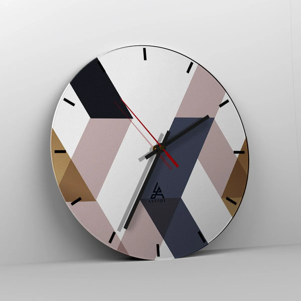 Relógio de parede - Relógio em vidro - Planos e ângulos - 40x40 cm