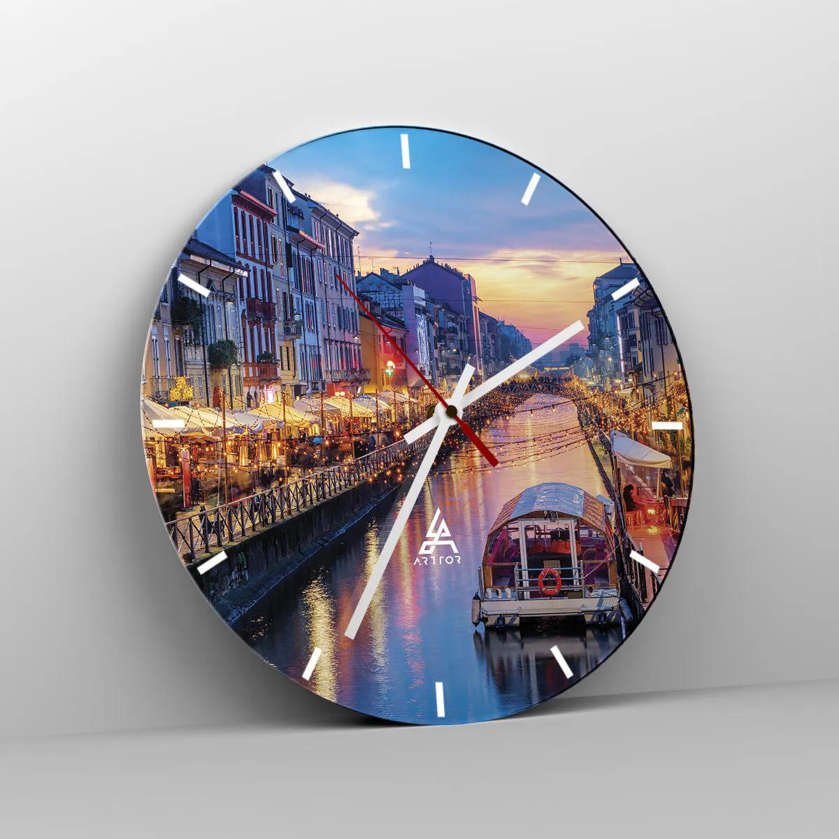 Reloj de pared - Reloj de vidrio - Una noche de luz y diversión - 40x40 cm