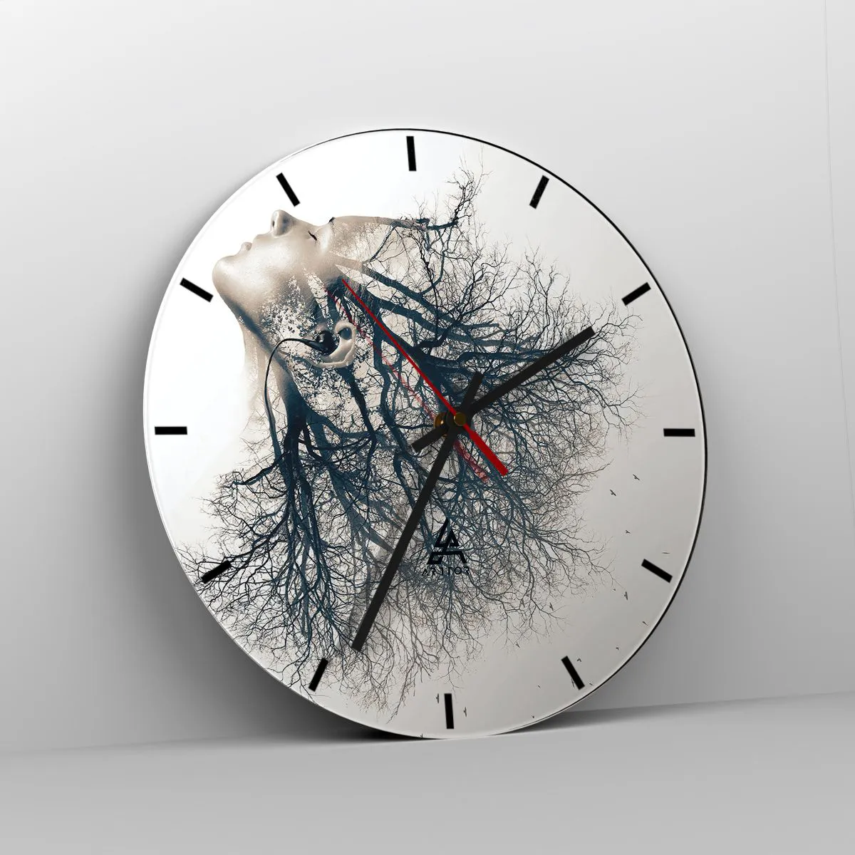 Ceas de perete - Ceas pe sticlă - Ascultând șoapta copacului - 40x40 cm