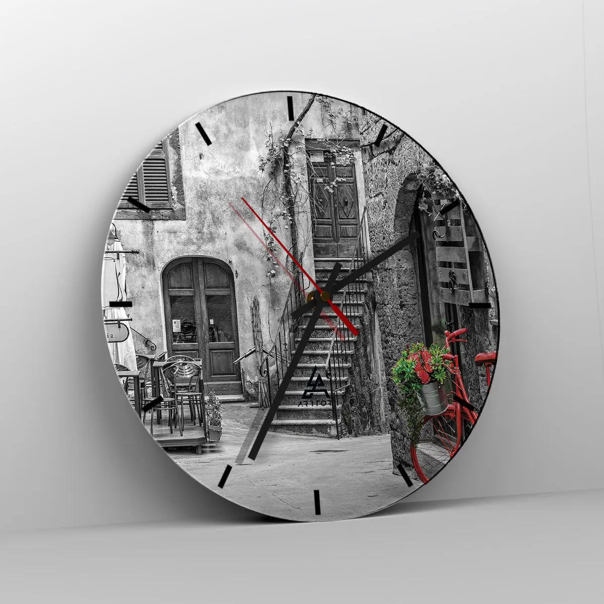 Relógio de parede - Relógio em vidro - Beco da Toscana - 40x40 cm