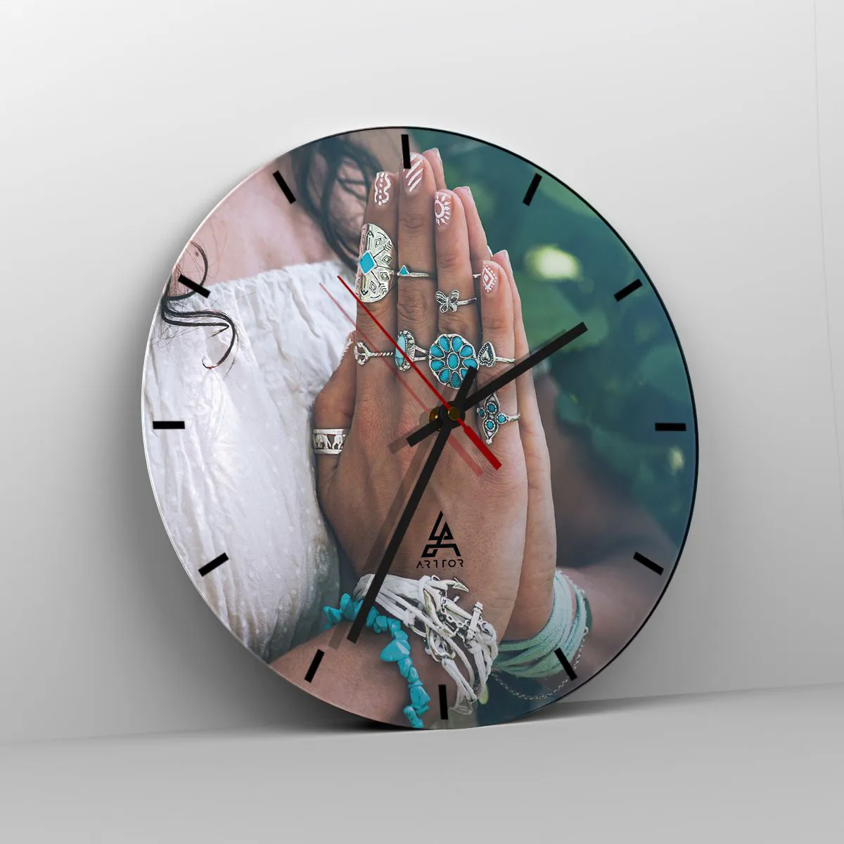 Orologio da parete - Orologio in Vetro - Benvenuto al centro dell'essere - 40x40 cm