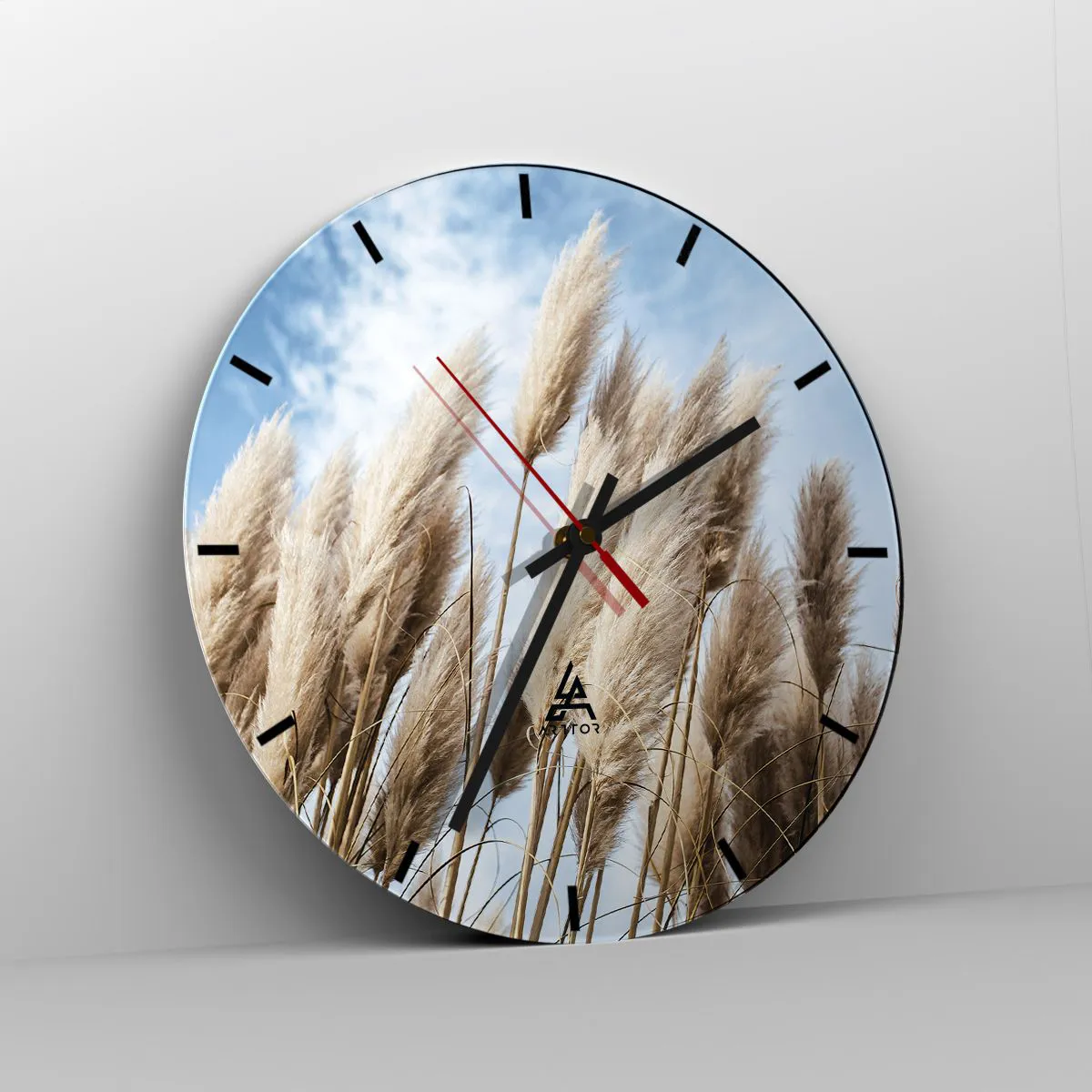 Väggklocka - Klocka på glas - Solig och blåsig smekning - 40x40 cm