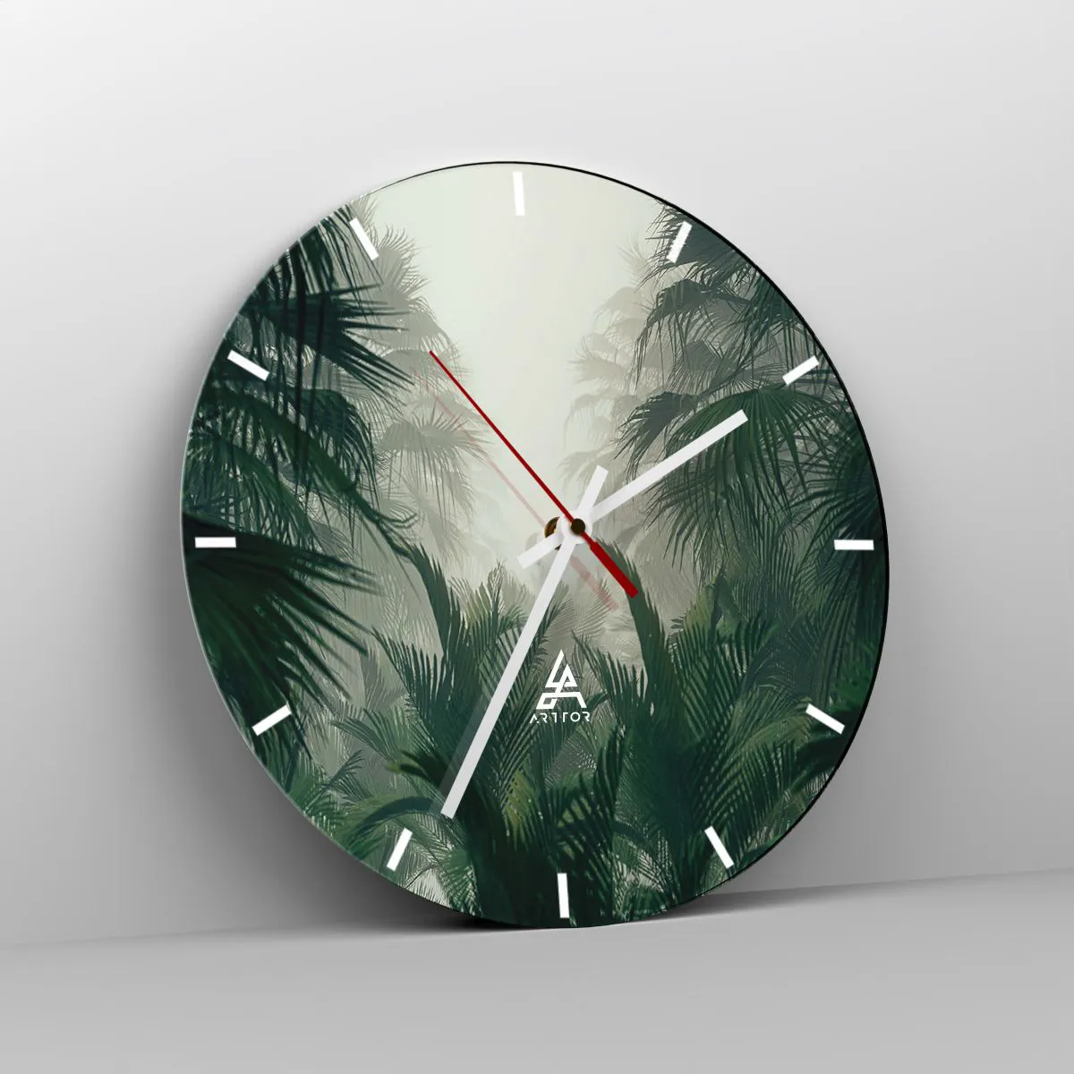 Ceas de perete - Ceas pe sticlă - Mister tropical - 40x40 cm