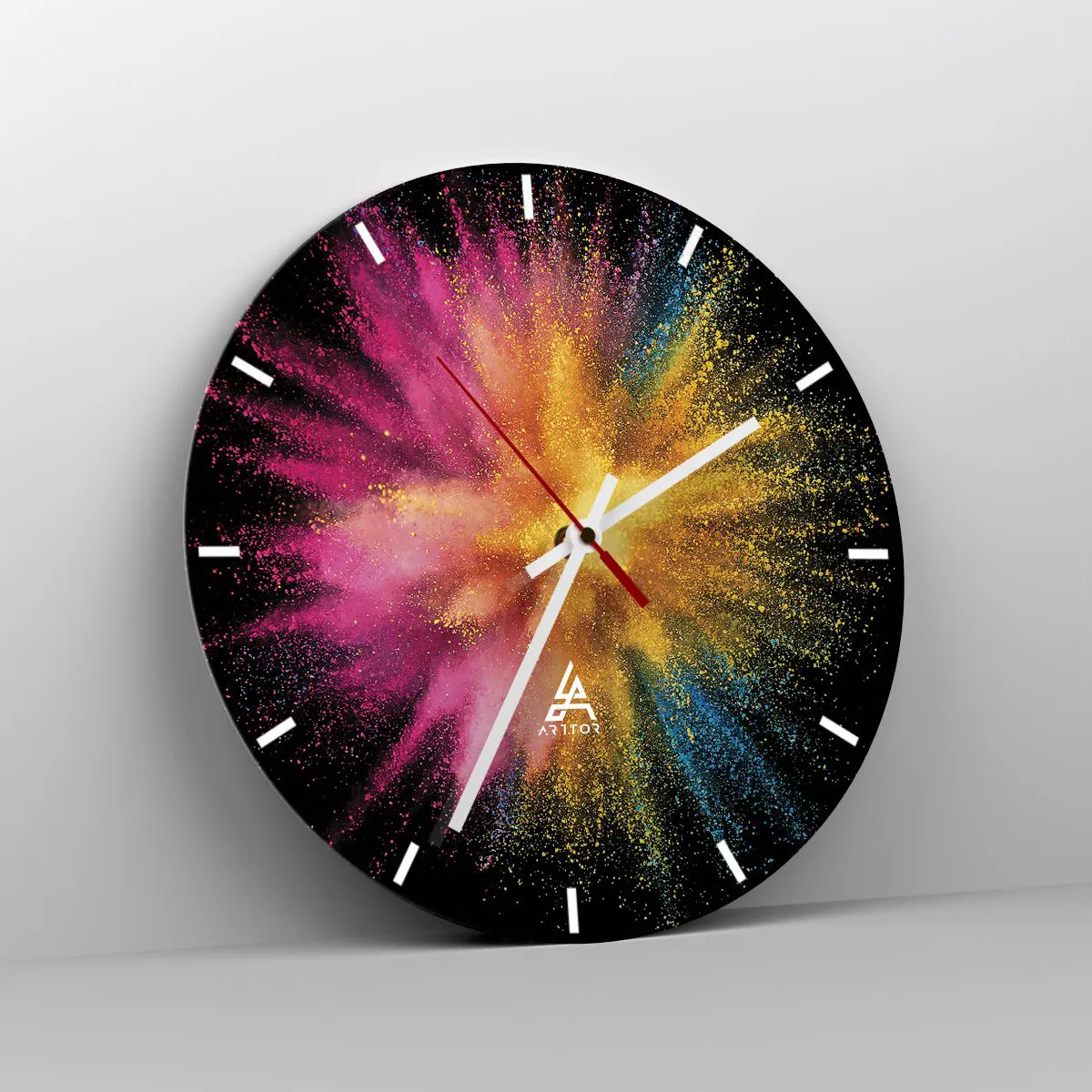 Wanduhr - Glasuhr - Die Geburt der Farben - 40x40 cm