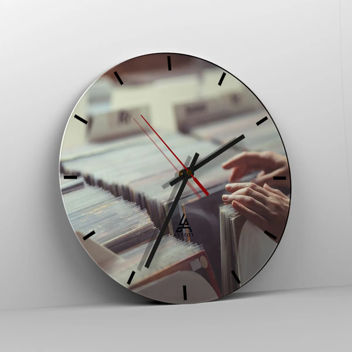 Wall clock - Clock on glass - In Search of Good Vibes - 40x40 cm