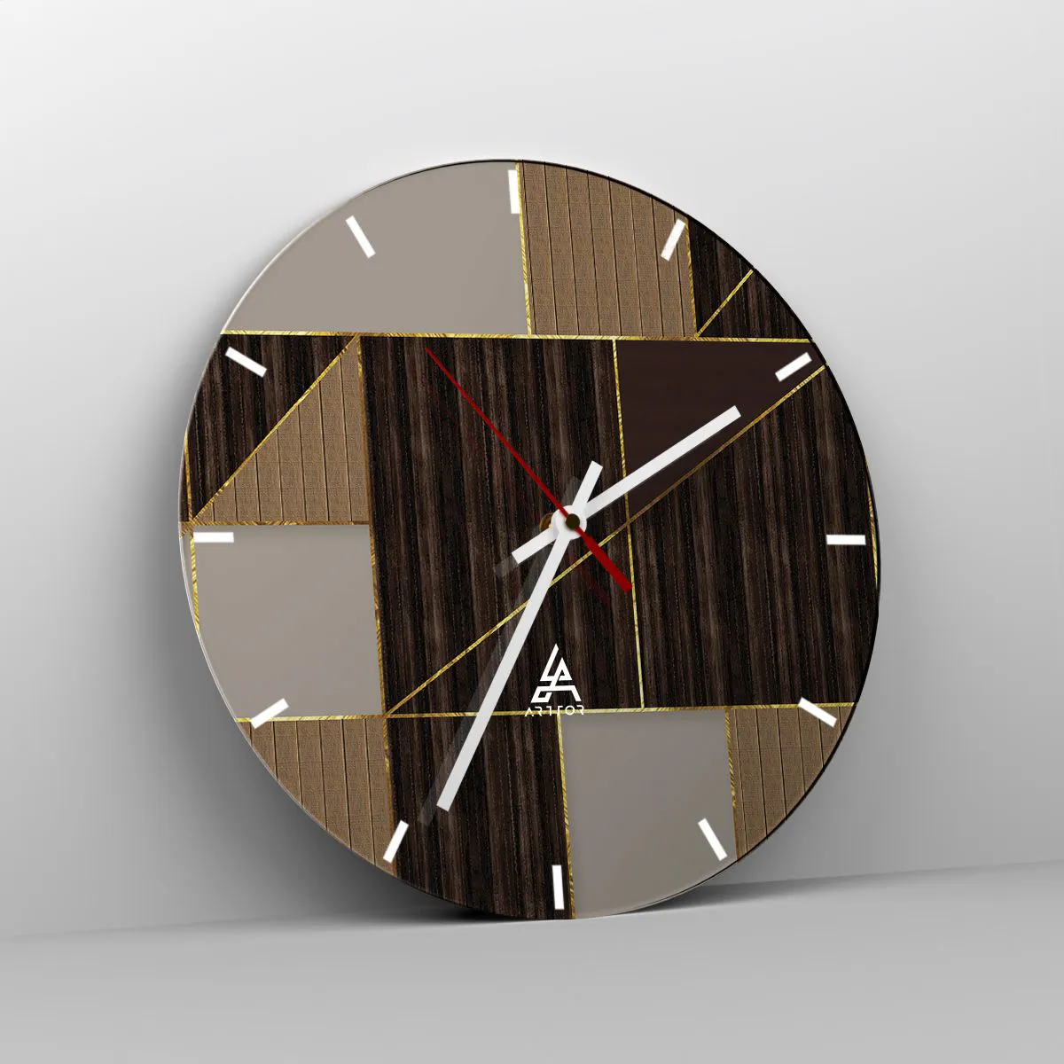 Nástěnné hodiny - Mozaika hnědé a zlaté - 40x40 cm