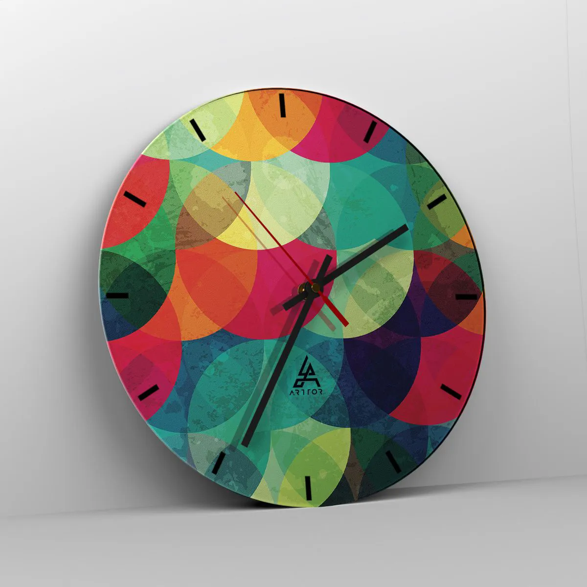 Ceas de perete - Ceas pe sticlă - Să intrăm în curcubeu - 40x40 cm