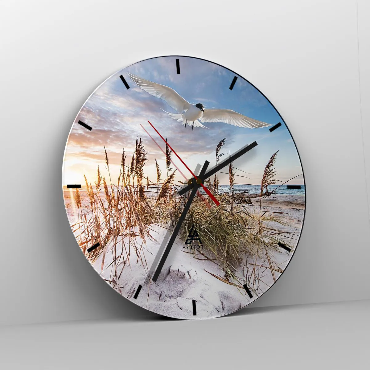 Wanduhr - Glasuhr - Wind vom Meer - 40x40 cm