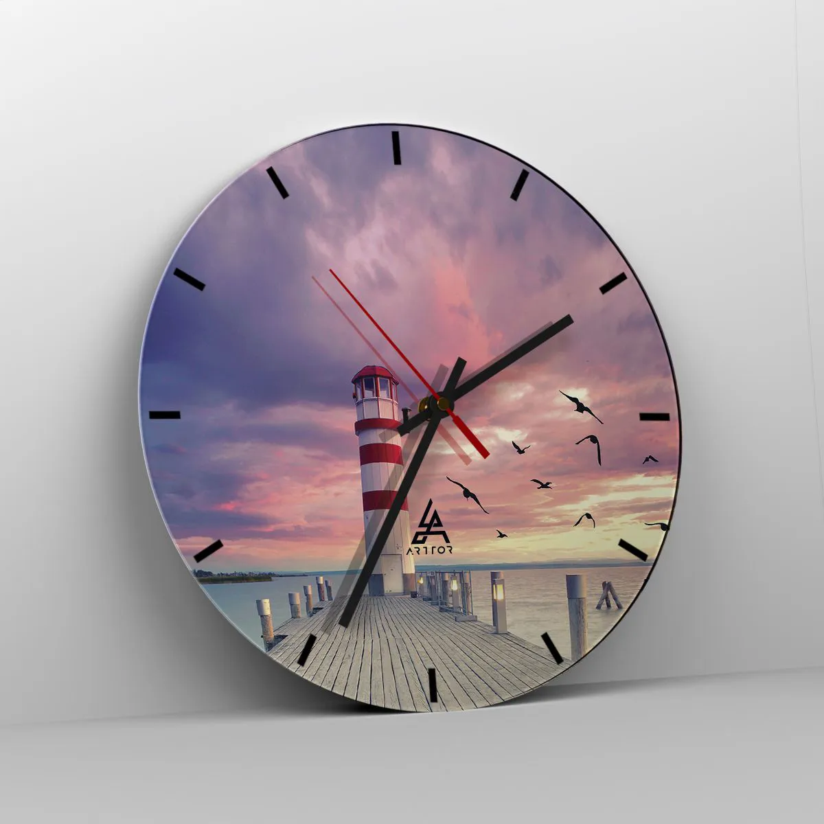 Wanduhr - Glasuhr - Es ist Zeit zum Hafen zu gehen - 40x40 cm