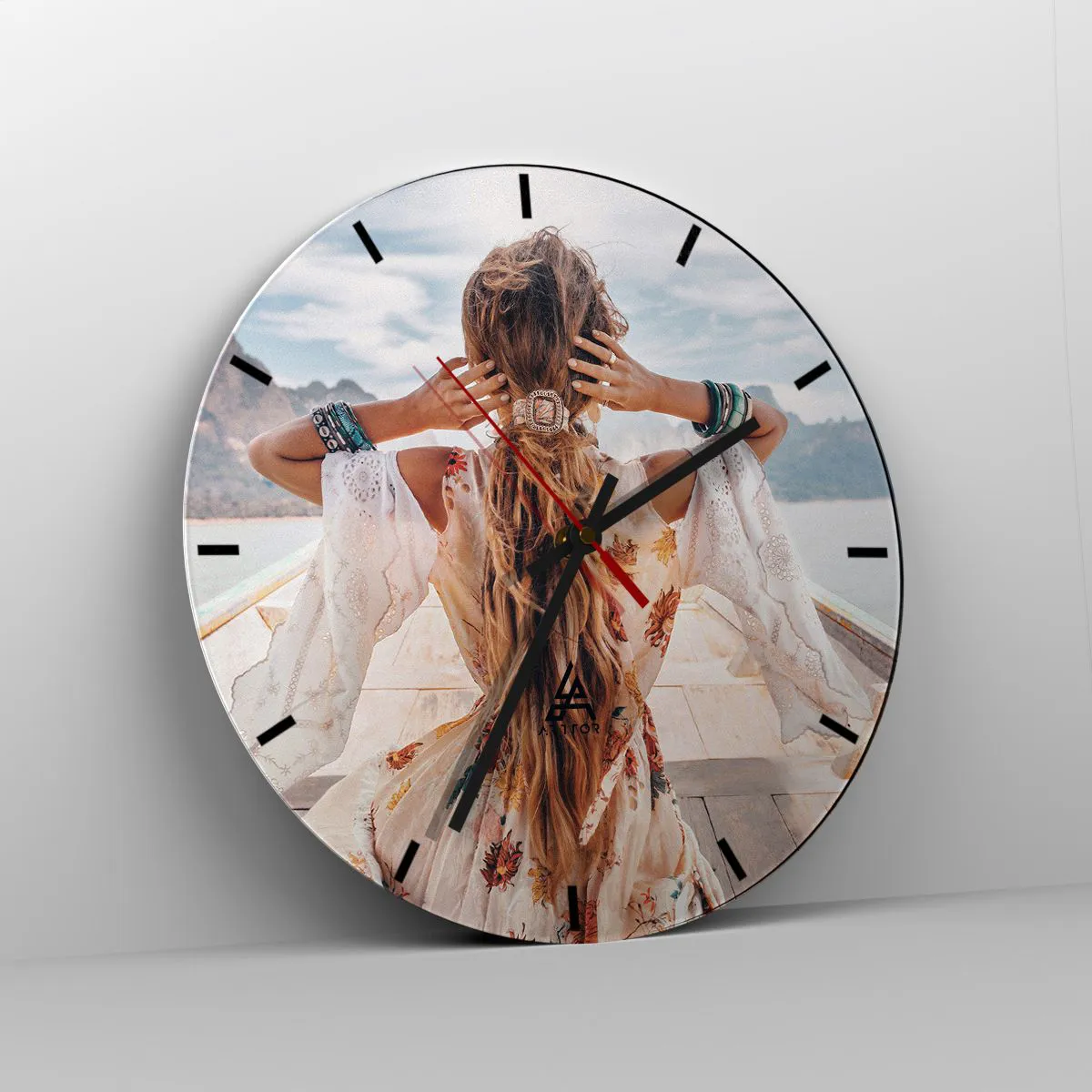 Wanduhr - Glasuhr - Auf dem Weg zum Glück - 40x40 cm