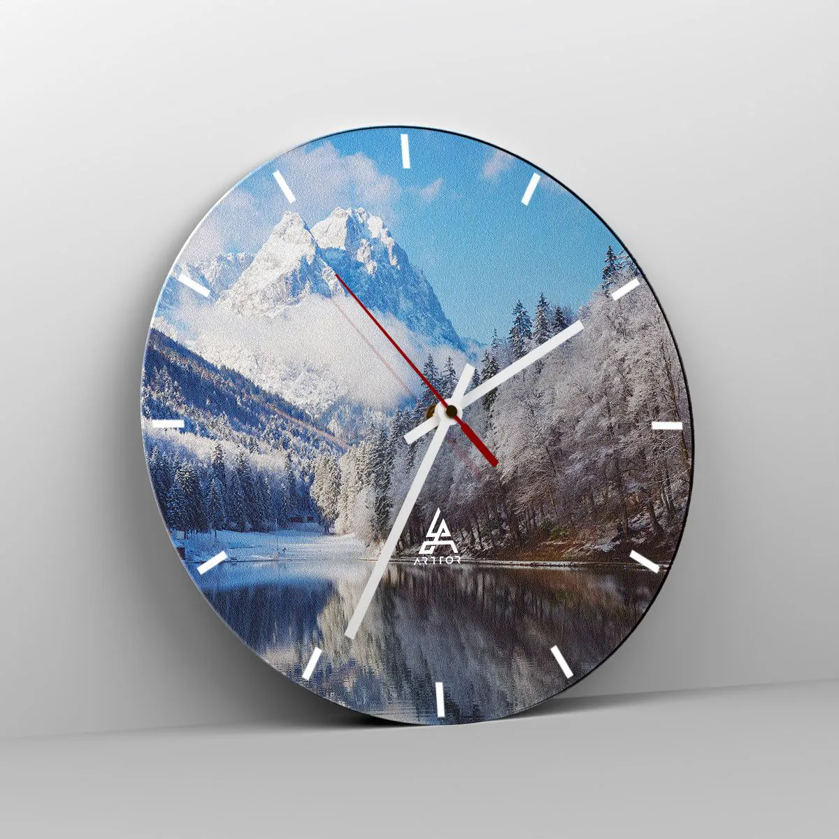 Wanduhr - Glasuhr - Schneefang - 40x40 cm
