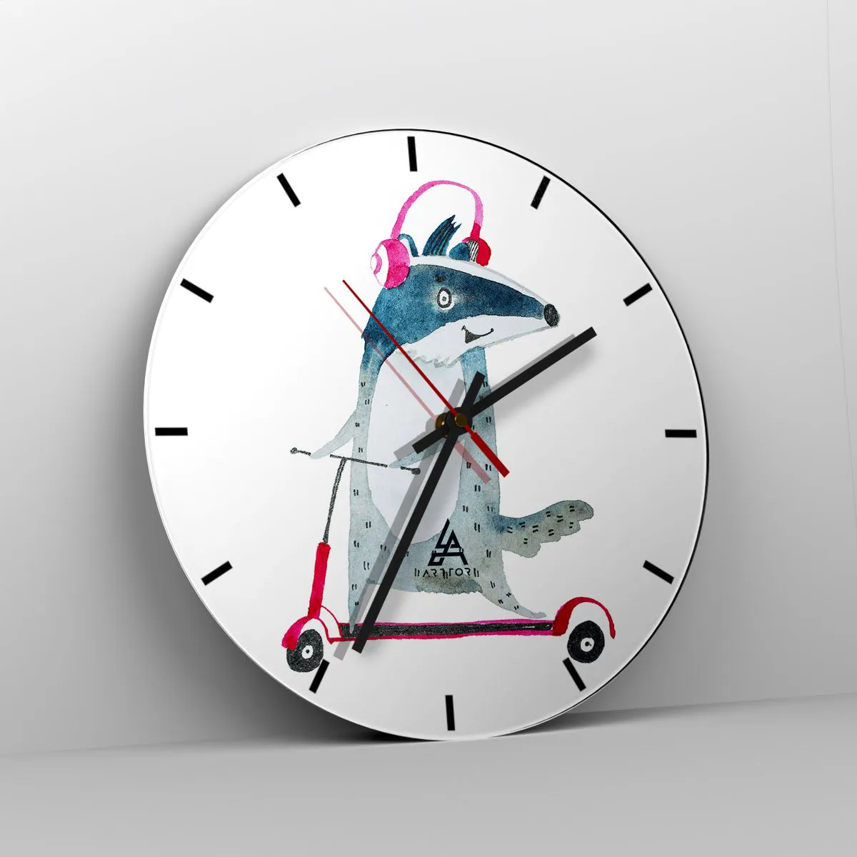 Wall clock - Clock on glass - Joys of a Badger - 40x40 cm