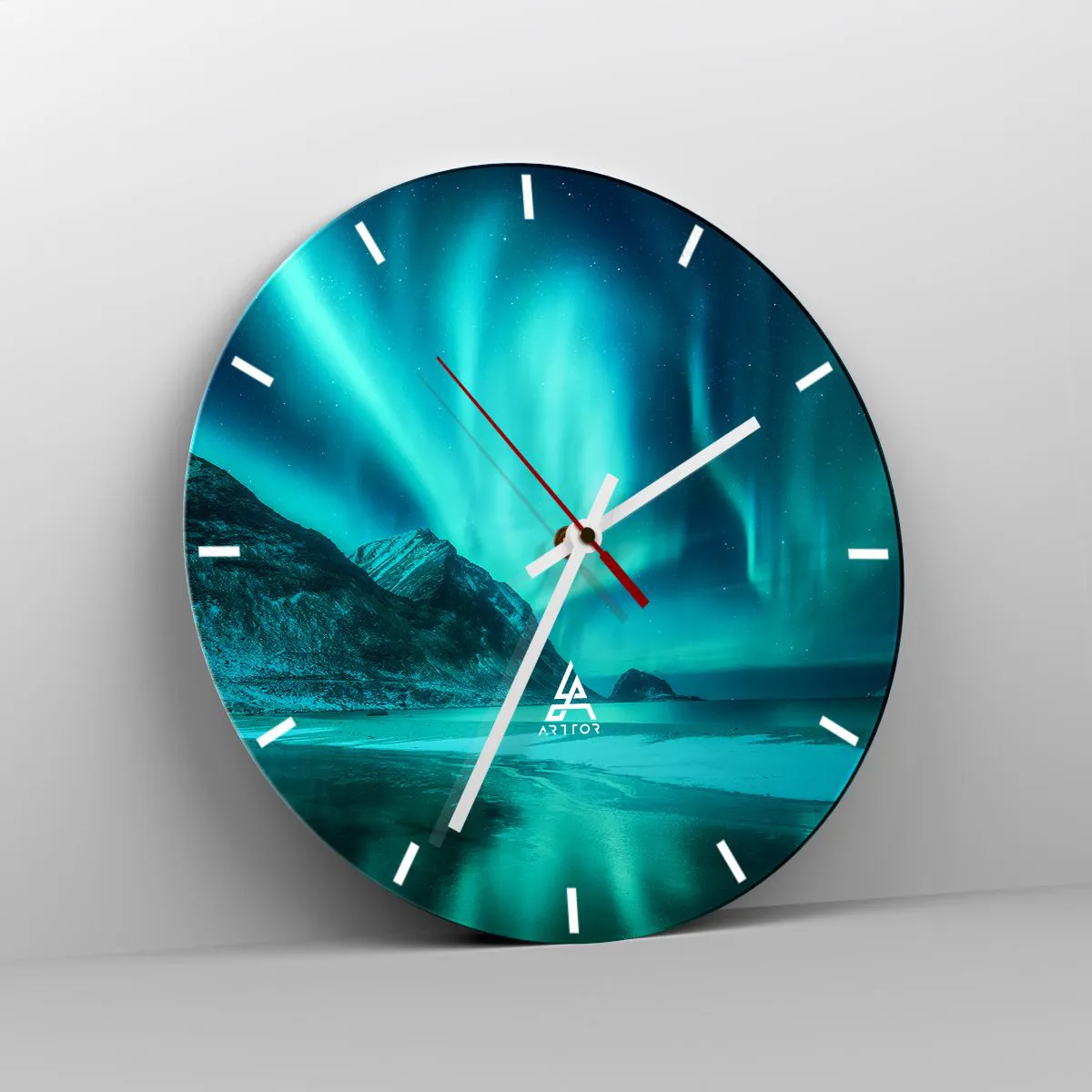 Ceas de perete - Ceas pe sticlă - Minunile din nord - 40x40 cm