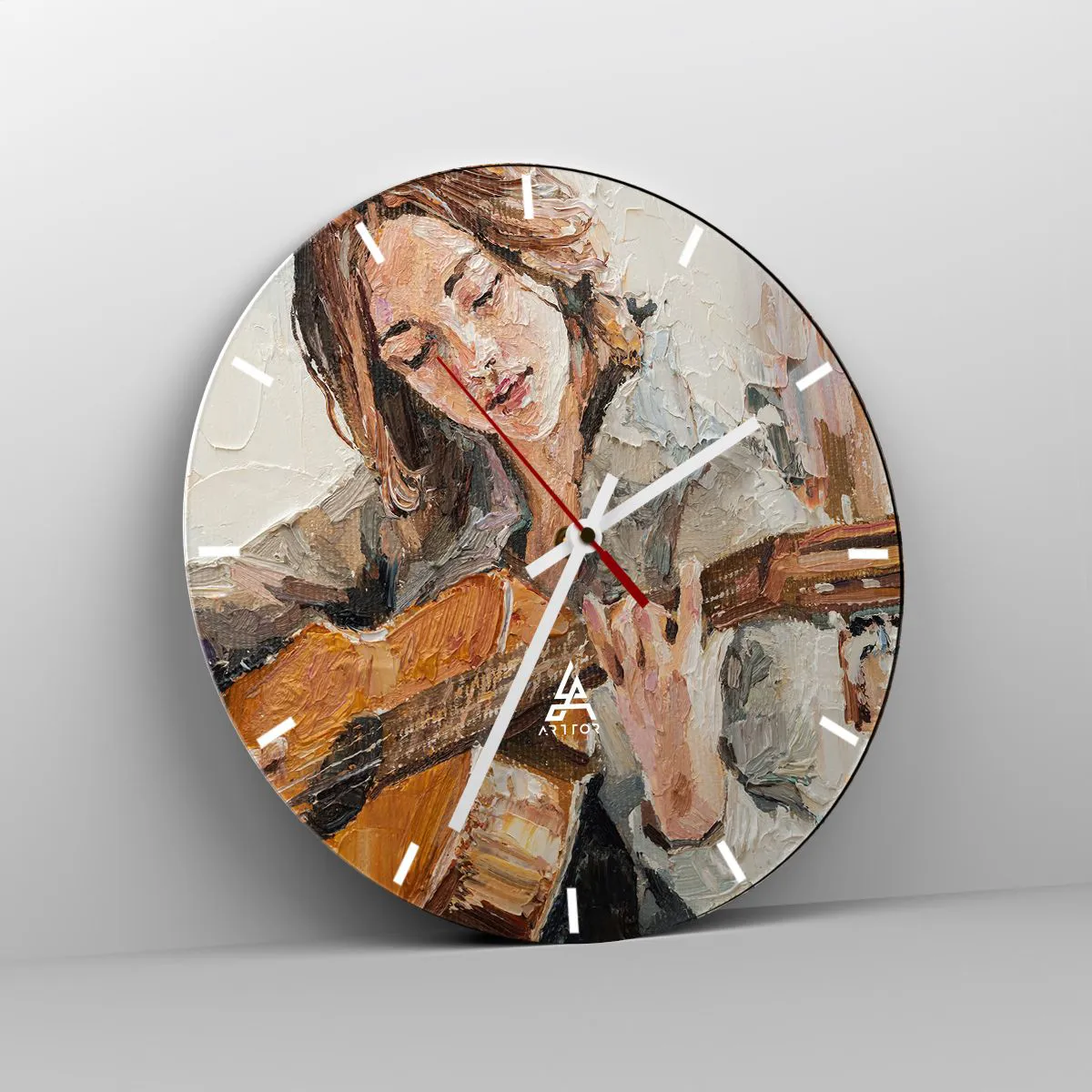 Ceas de perete - Ceas pe sticlă - Concert pentru chitară și inima unei fete - 40x40 cm