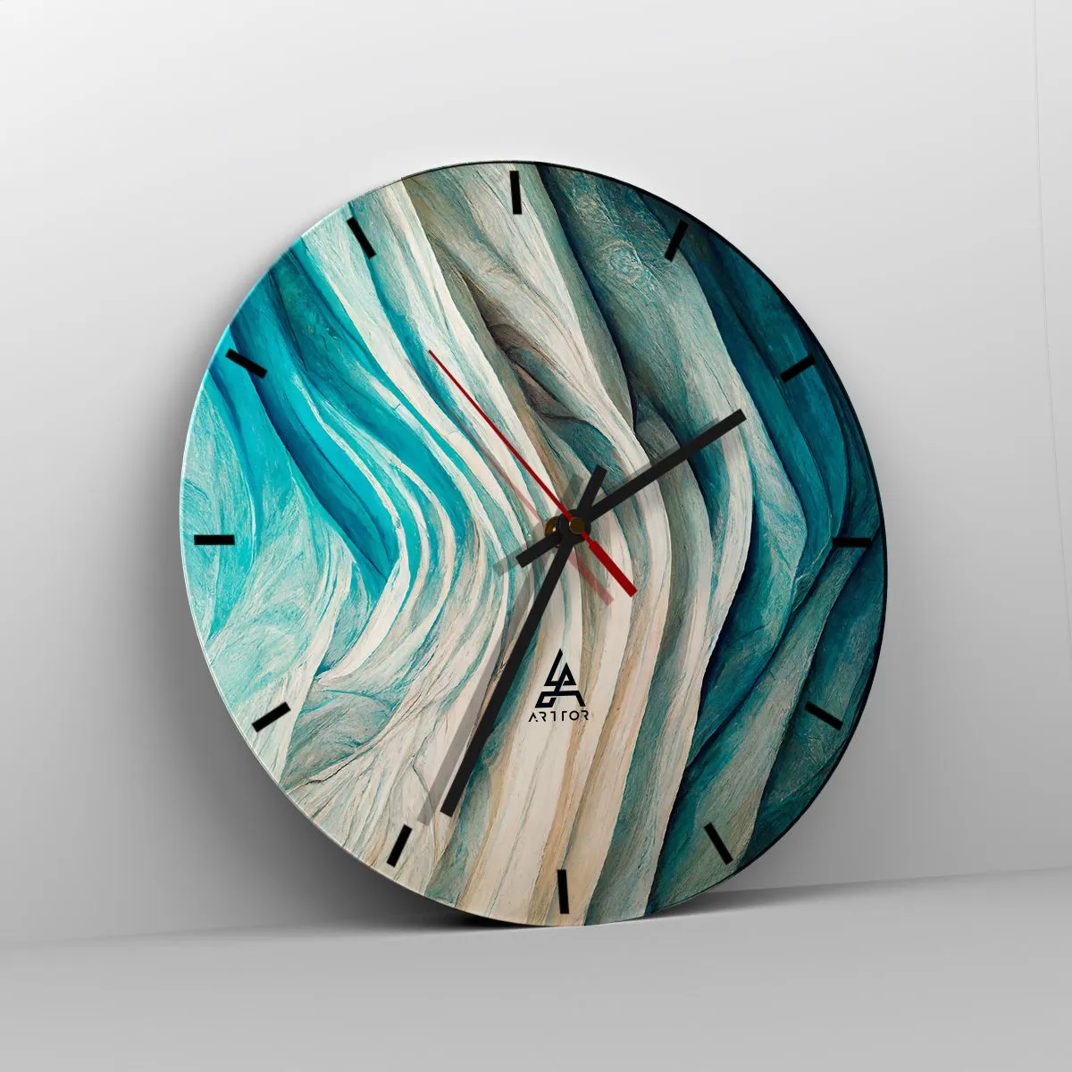 Ceas de perete - Ceas pe sticlă - Insațiabilitate albastră - 40x40 cm