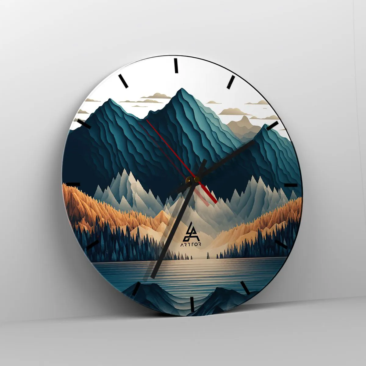 Wanduhr - Glasuhr - Perfekte Berglandschaft - 40x40 cm