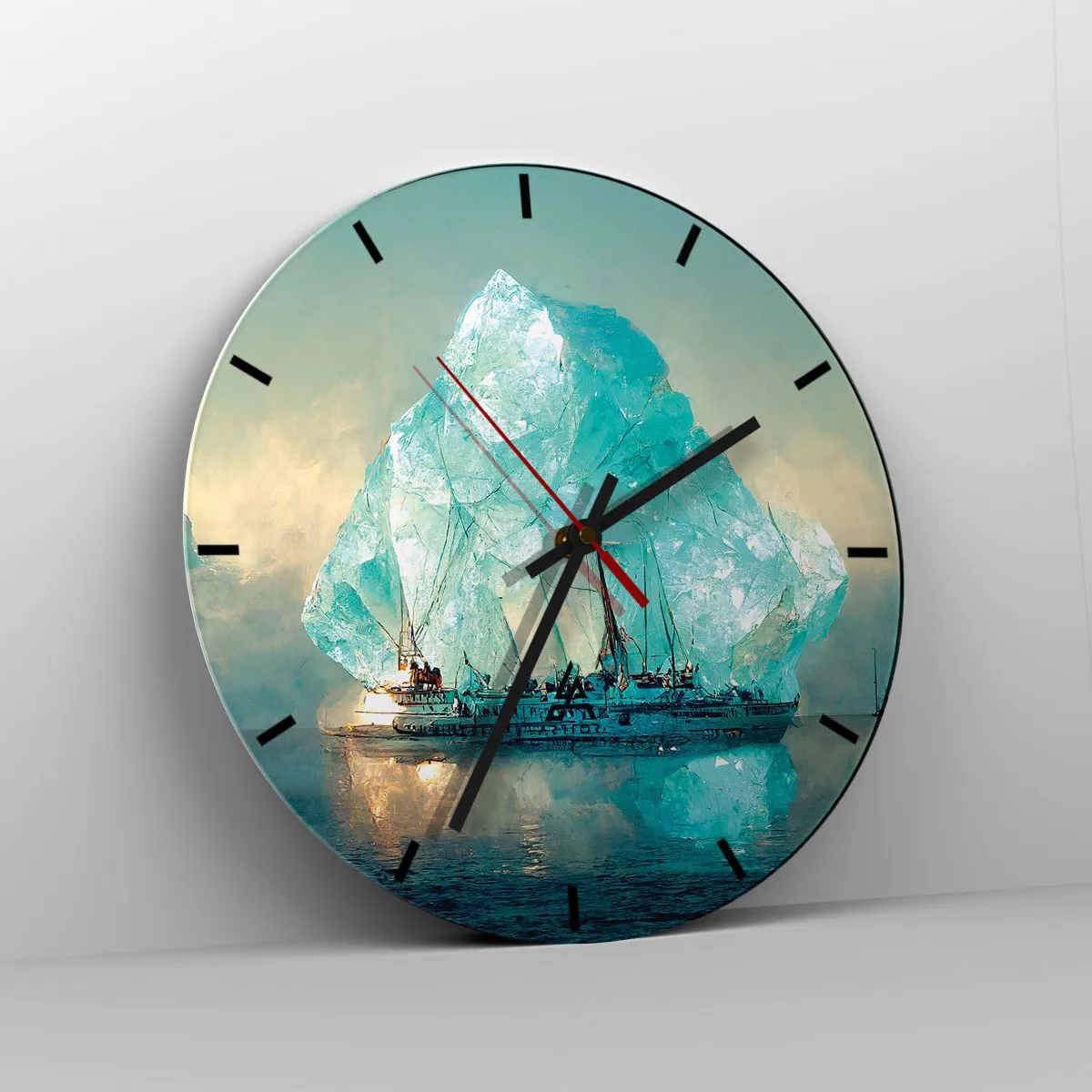 Wanduhr - Glasuhr - Arktischer Diamant - 40x40 cm