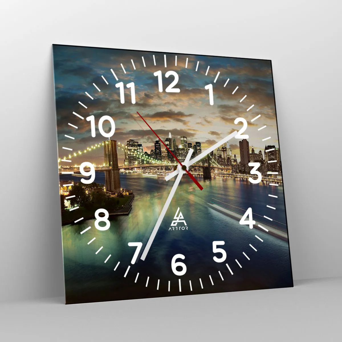 Wall clock - Clock on glass - Starry Night over Manhattan - 30x30 cm