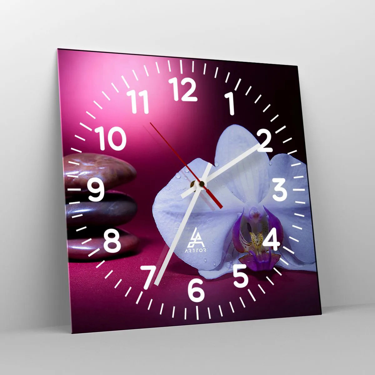 Orologio da parete - Orologio in Vetro - Studio di freschezza in viola - 30x30 cm