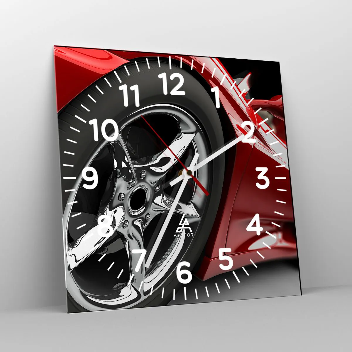 Ceas de perete - Ceas pe sticlă - Construit pentru viteză - 30x30 cm