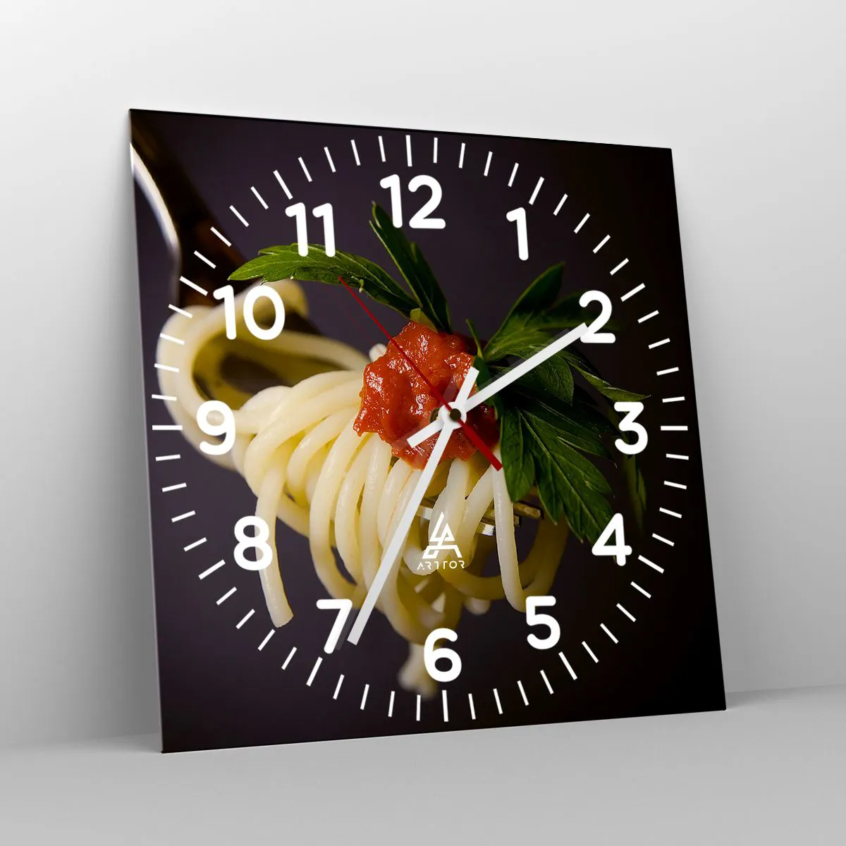 Wall clock - Clock on glass - Tasty Bite - 30x30 cm