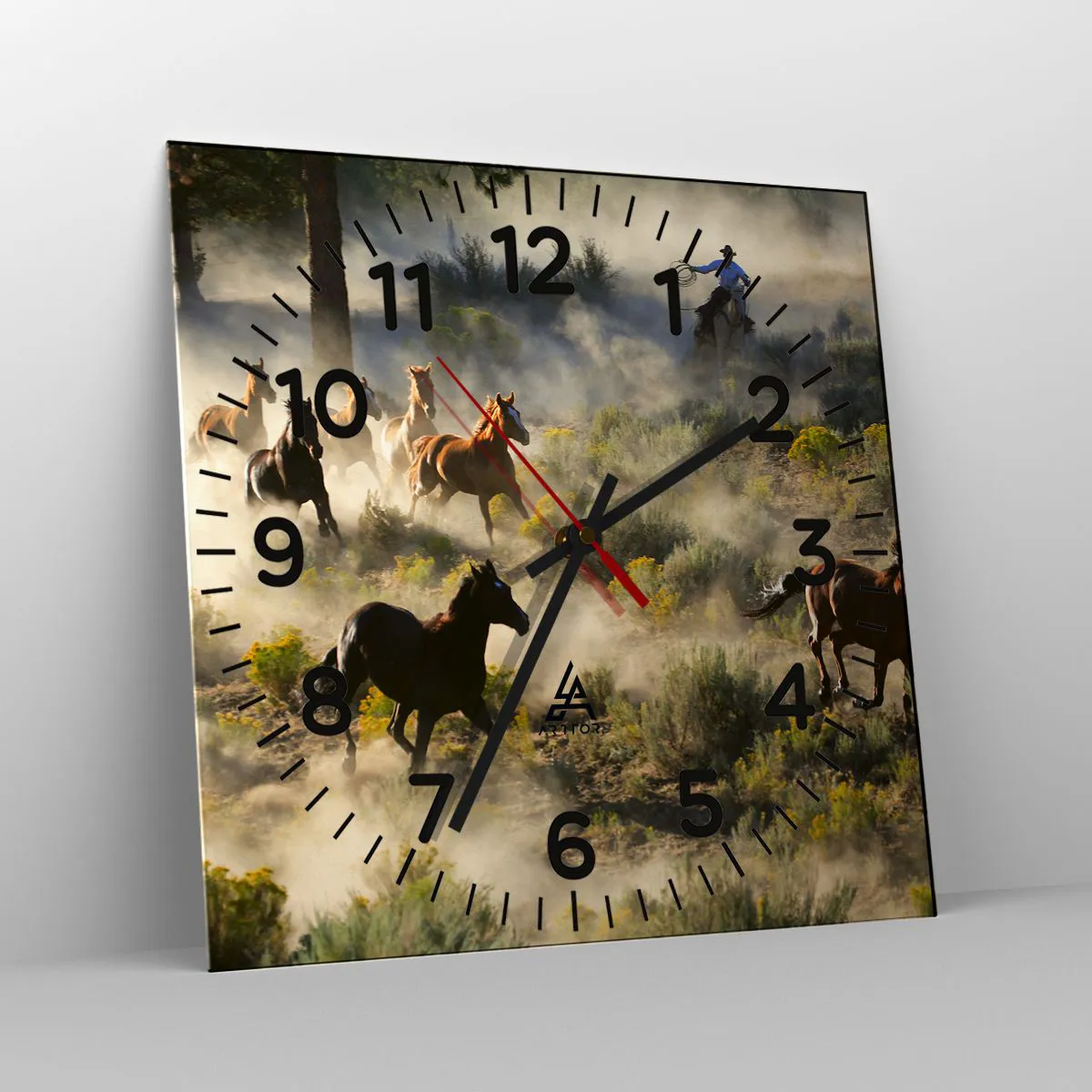 Wanduhr - Glasuhr - Rivalität – Freiheit oder männliche Stärke? - 30x30 cm