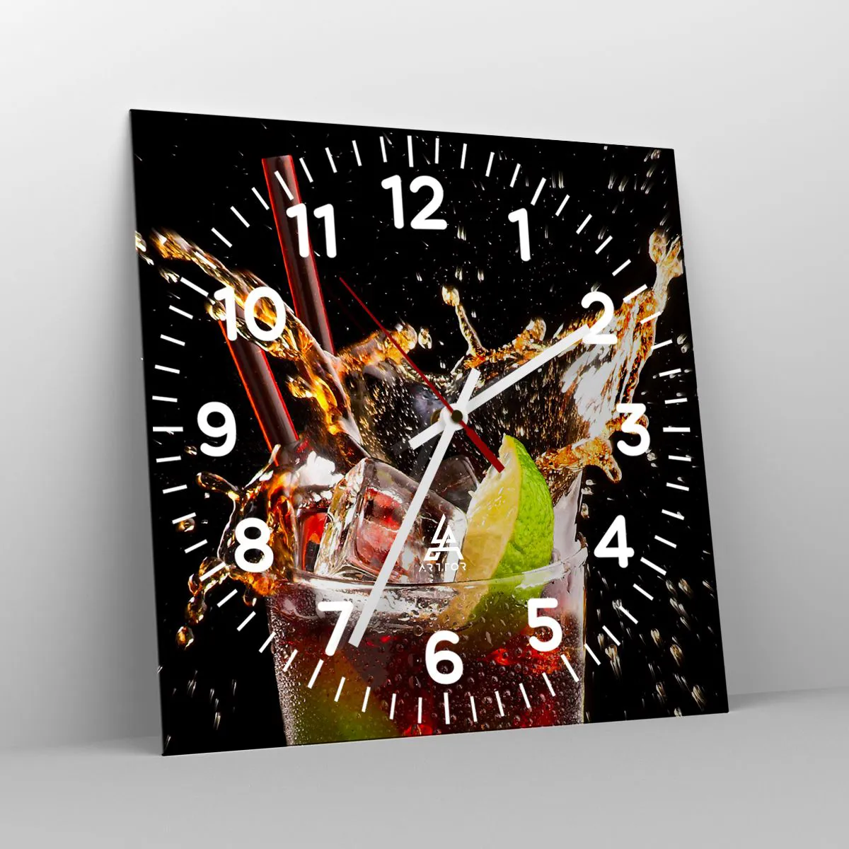 Reloj de pared - Reloj de vidrio - Alegría y energía colorida - 30x30 cm