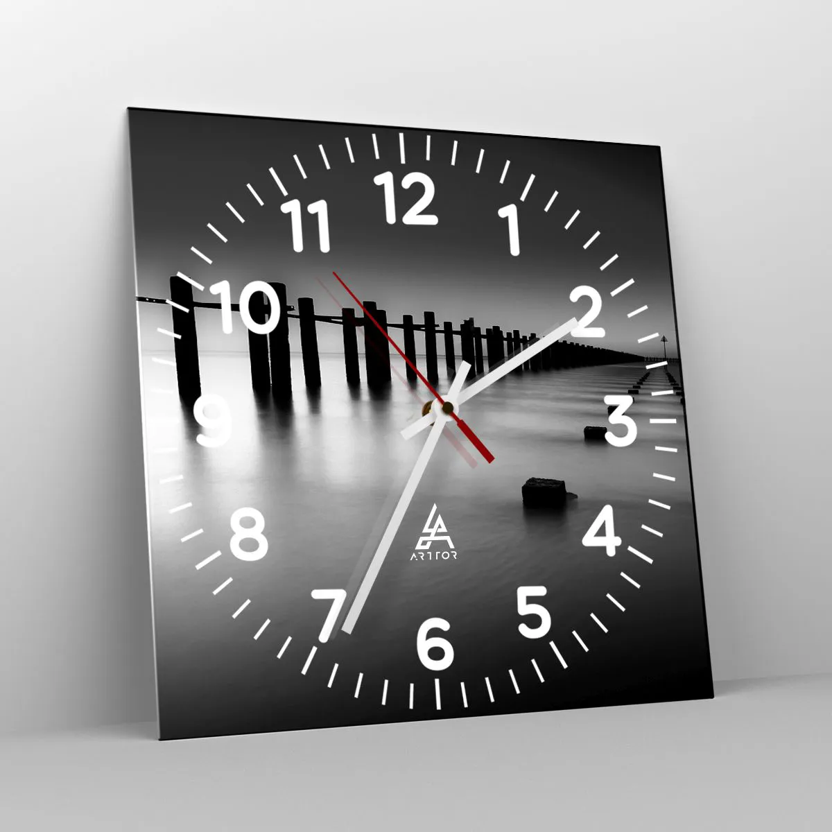 Wall clock - Clock on glass - Grey Distance in a Fog - 30x30 cm