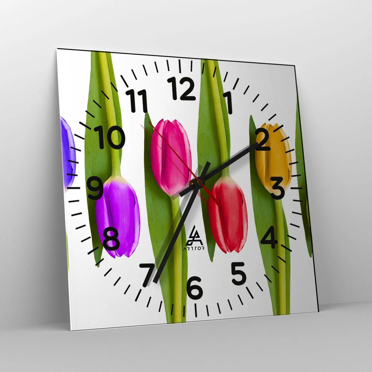 Ceas de perete - Ceas pe sticlă - Compoziție curcubeu - 30x30 cm