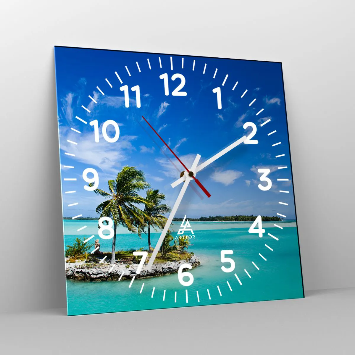 Ceas de perete - Ceas pe sticlă - Paradisul pe pământ - 30x30 cm