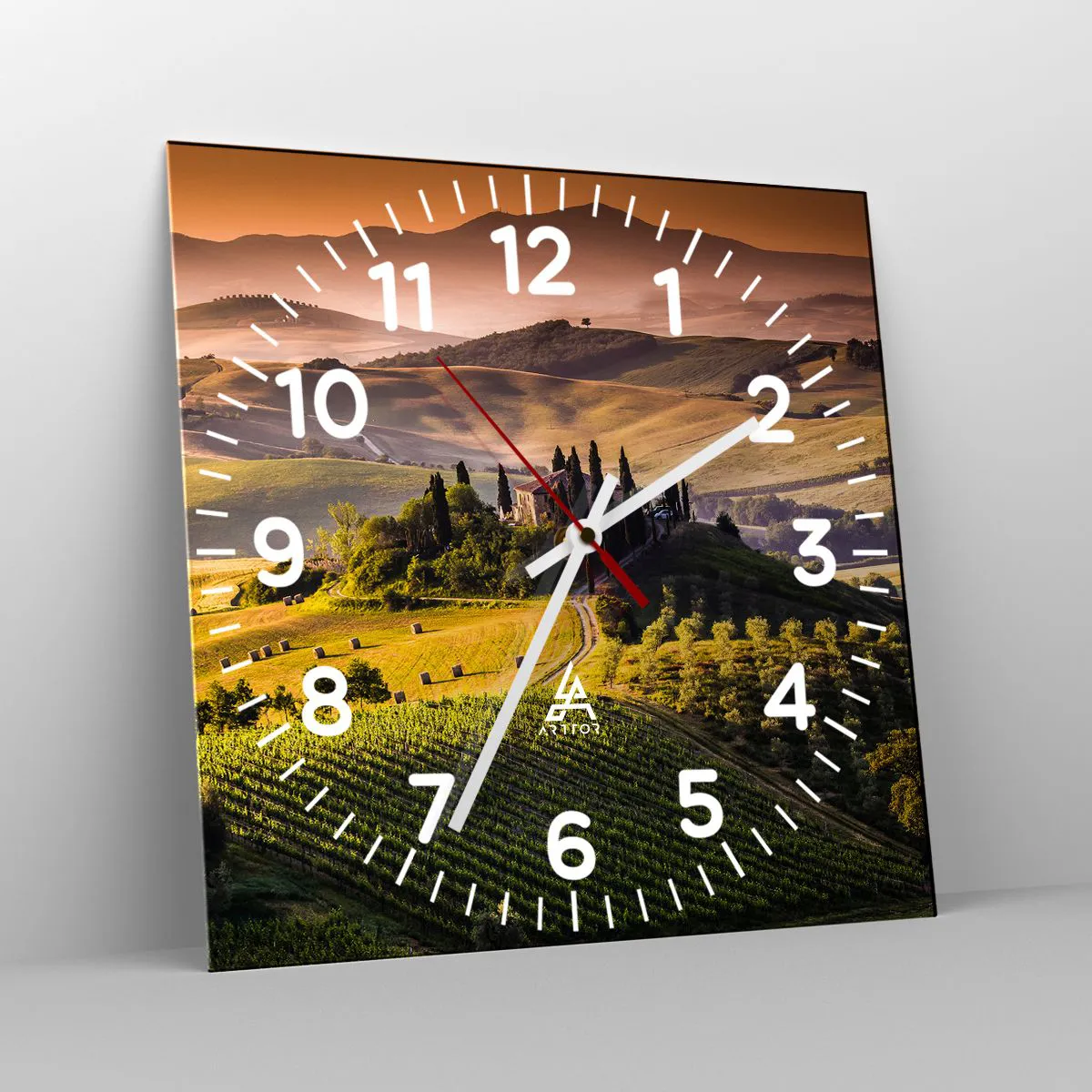 Orologio da parete - Orologio in Vetro - Arcadia: paesaggio toscano - 30x30 cm
