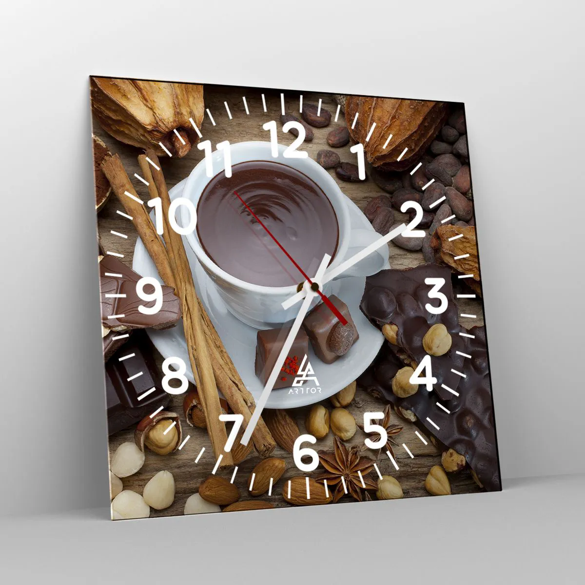 Relógio de parede - Relógio em vidro - Da fábrica de chocolate de conto de fadas - 30x30 cm