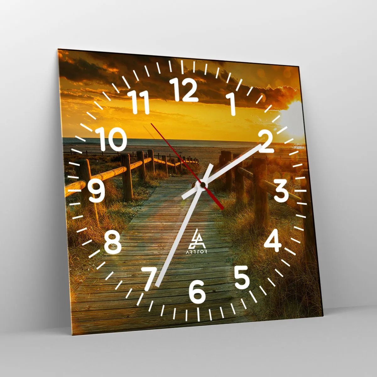 Ceas de perete - Ceas pe sticlă - Scăldat în aur vechi - 30x30 cm