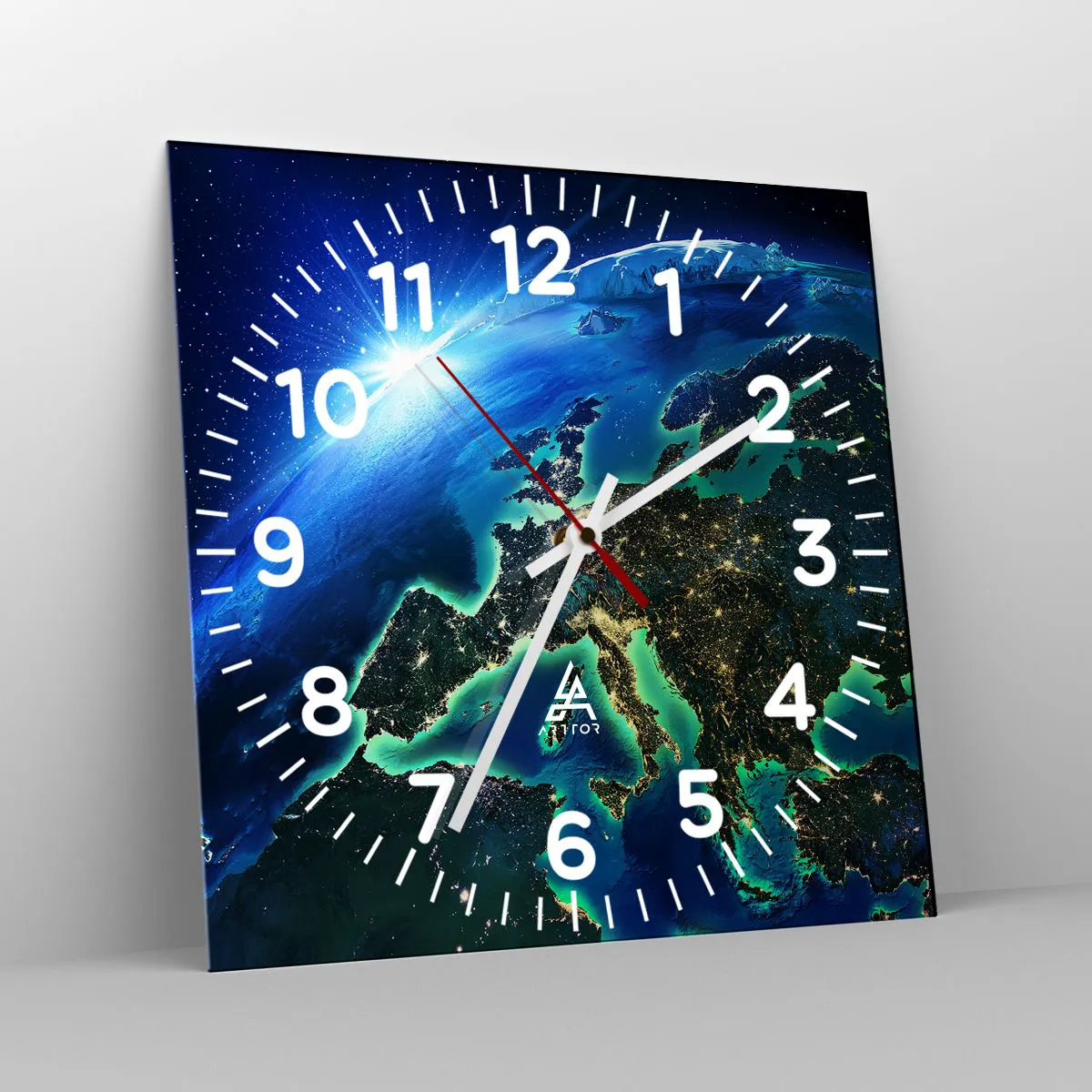 Wanduhr - Glasuhr - Funkelndes Europa - 30x30 cm