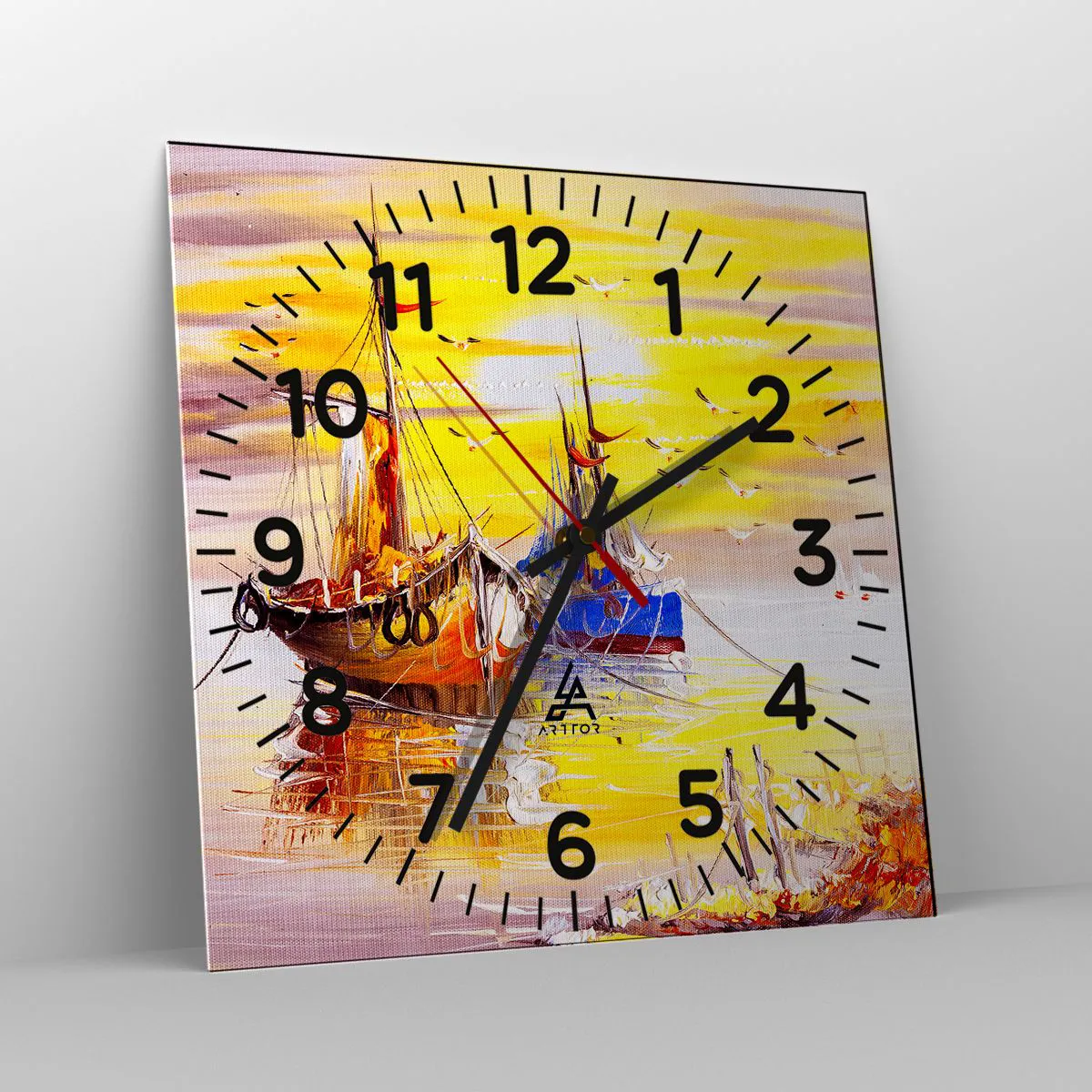 Orologio da parete - Orologio in Vetro - Meritato riposo nel porto - 30x30 cm