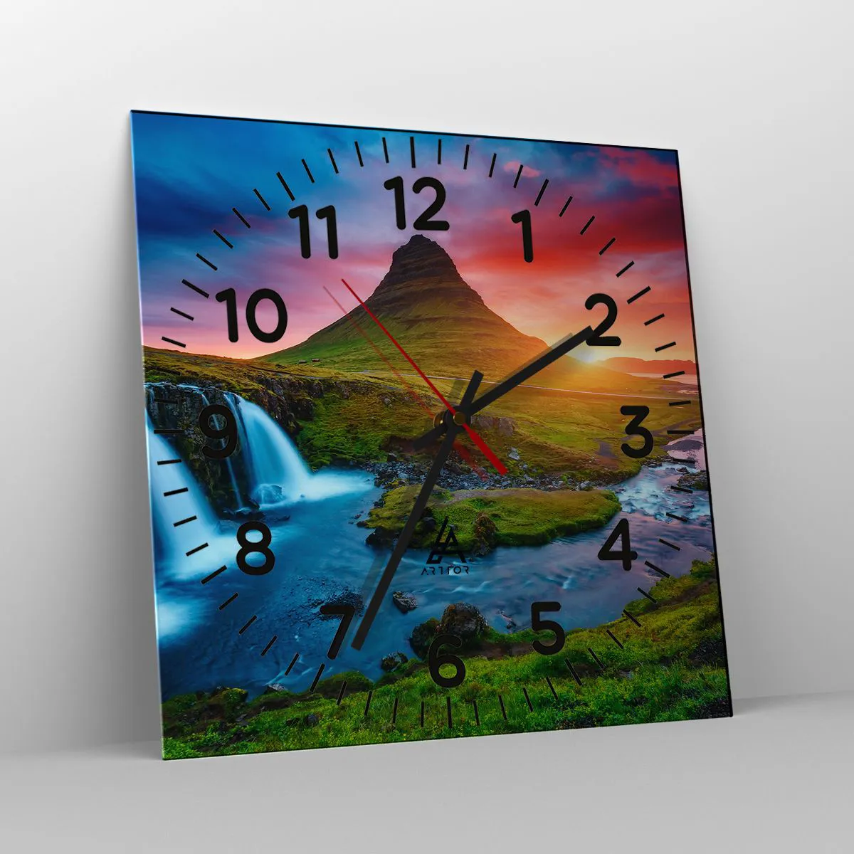 Zegar ścienny - Islandia - ogień i woda - 30x30 cm