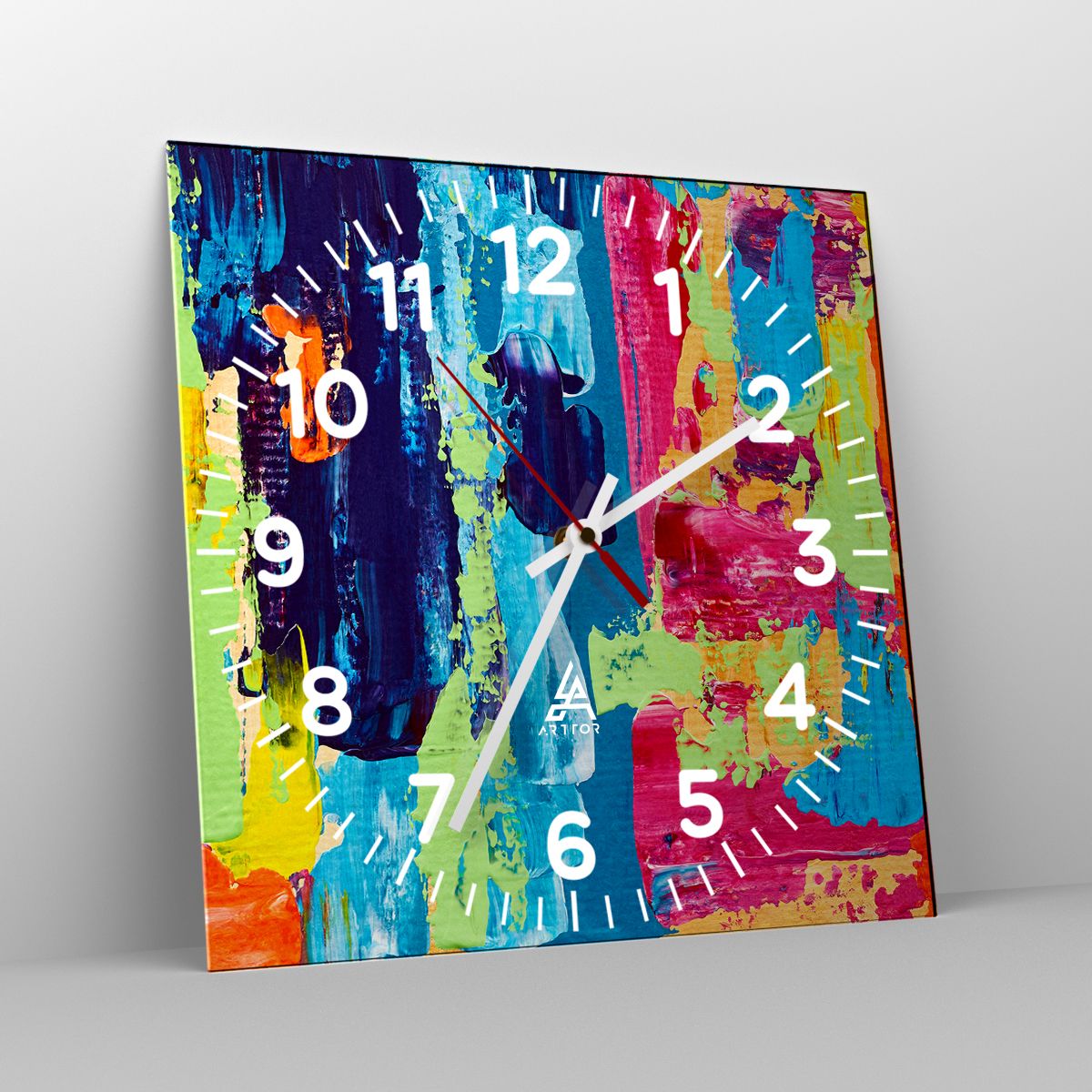 Orologio da parete Arttor - La vita è bella! - Quadrante con numeri, Forma:  Quadrato - 30x30 cm - Astrazione, Grafica, Arte