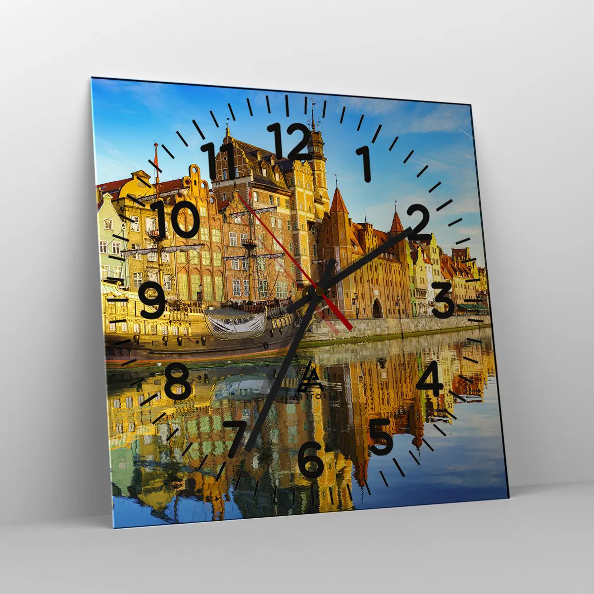 Ceas de perete - Ceas pe sticlă - Trecutul în oglindă - 30x30 cm