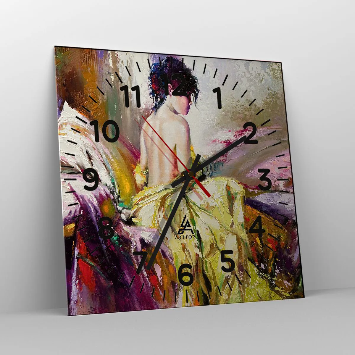 Ceas de perete - Ceas pe sticlă - Mi-aș muia buzele în paharul cu vin de pe masa ta - 30x30 cm