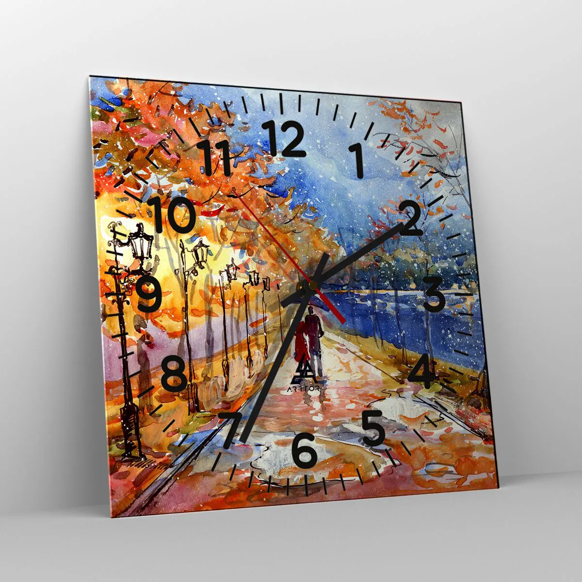 Ceas de perete - Ceas pe sticlă - Împreună până la limita de timp - 30x30 cm