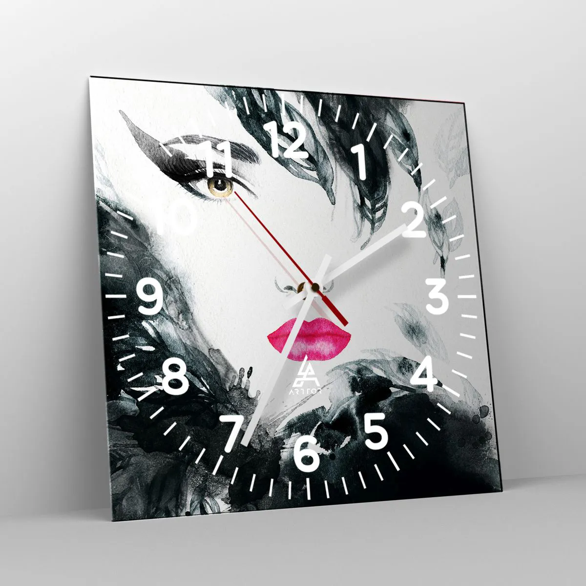 Wall clock - Clock on glass - Watch out for Femme Fatale! - 30x30 cm