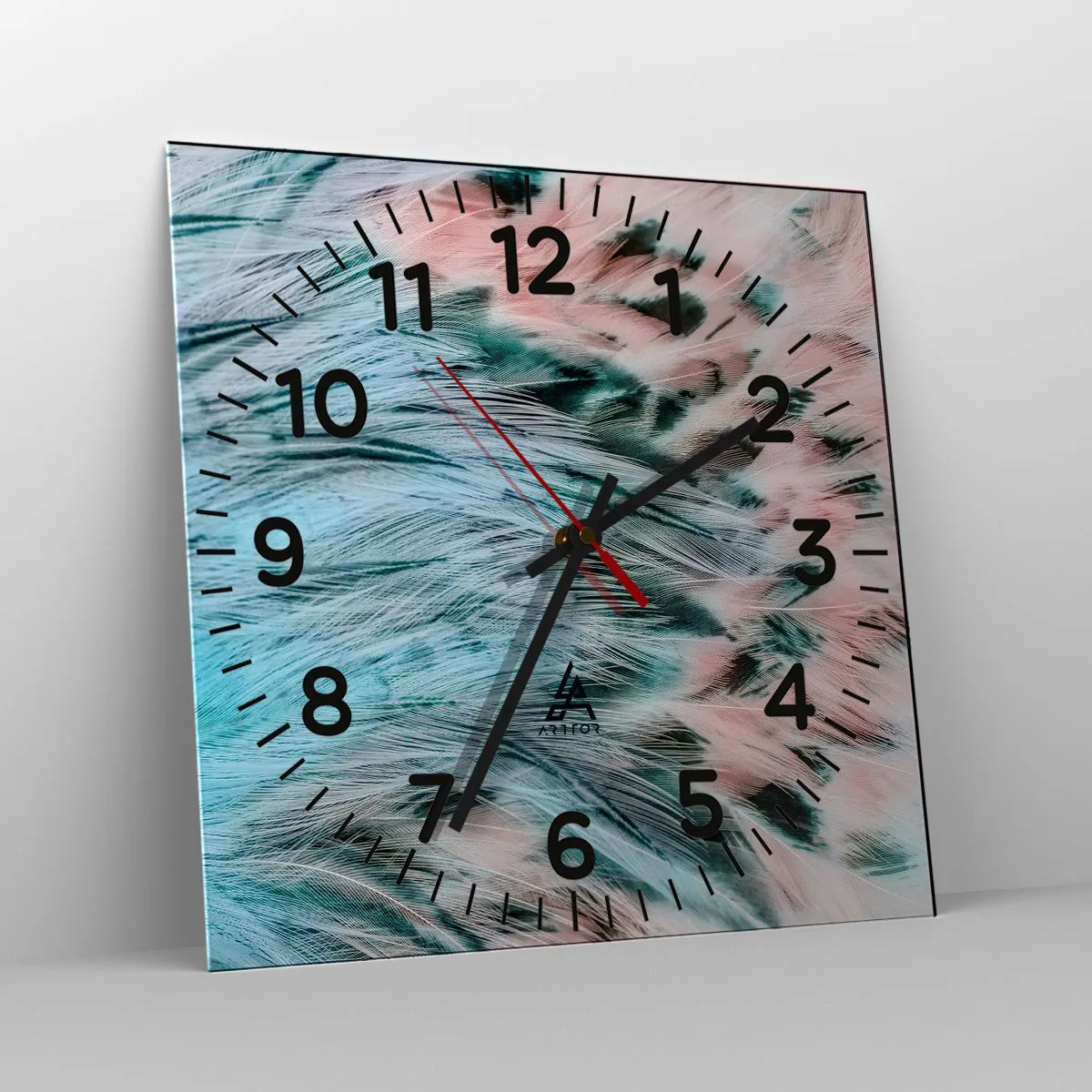 Ceas de perete - Ceas pe sticlă - Puful roz și safir - 30x30 cm