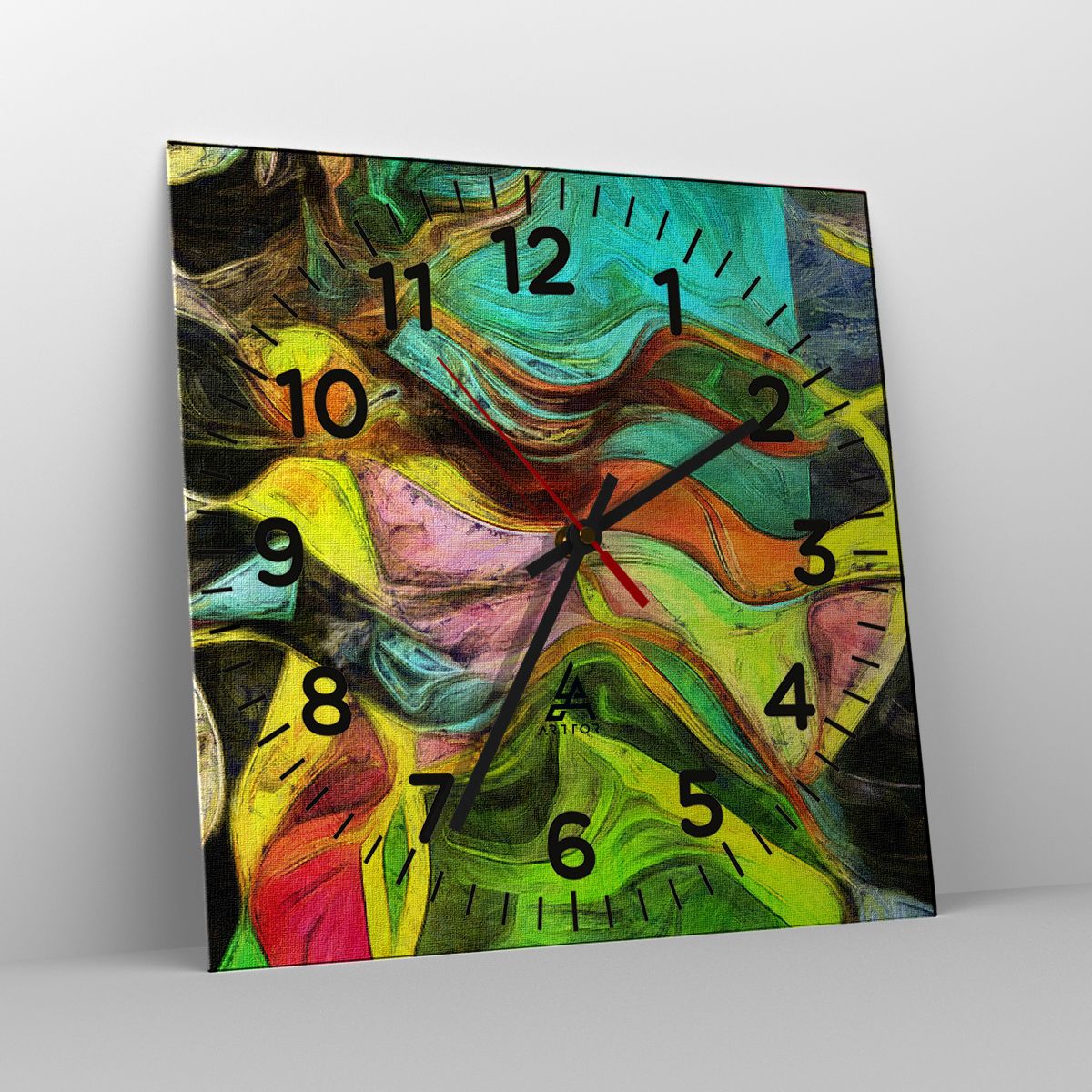 Orologio da parete Arttor - Rotondità e movimento - Quadrante con numeri,  Forma: Quadrato - 30x30 cm - Astrazione, Arte, Modello Moderno