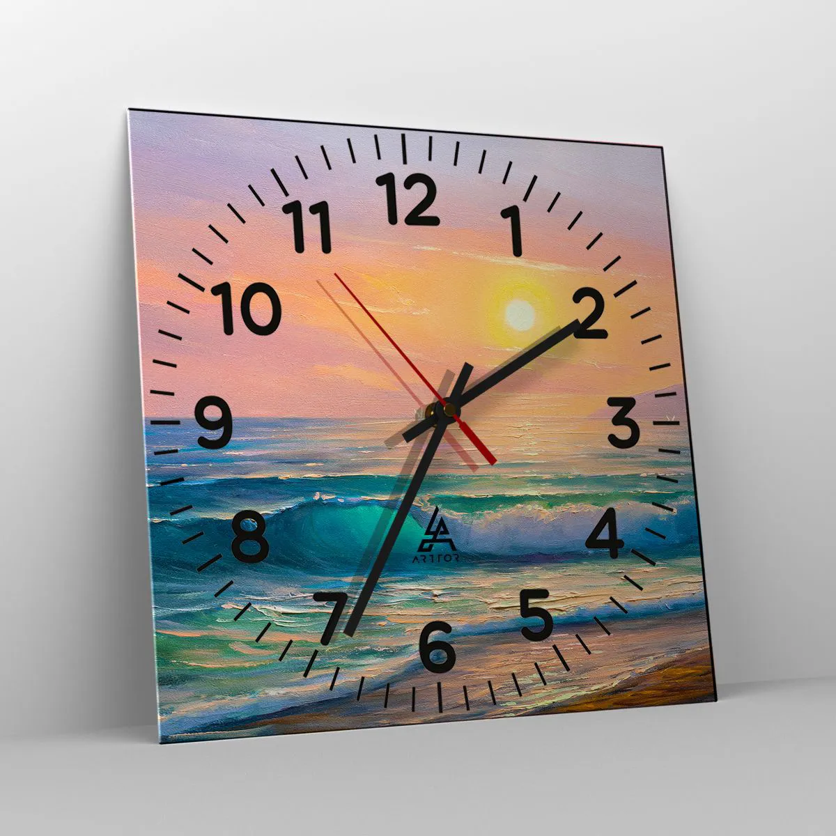 Horloge murale - Pendule murale - Le chant turquoise des vagues - 30x30 cm