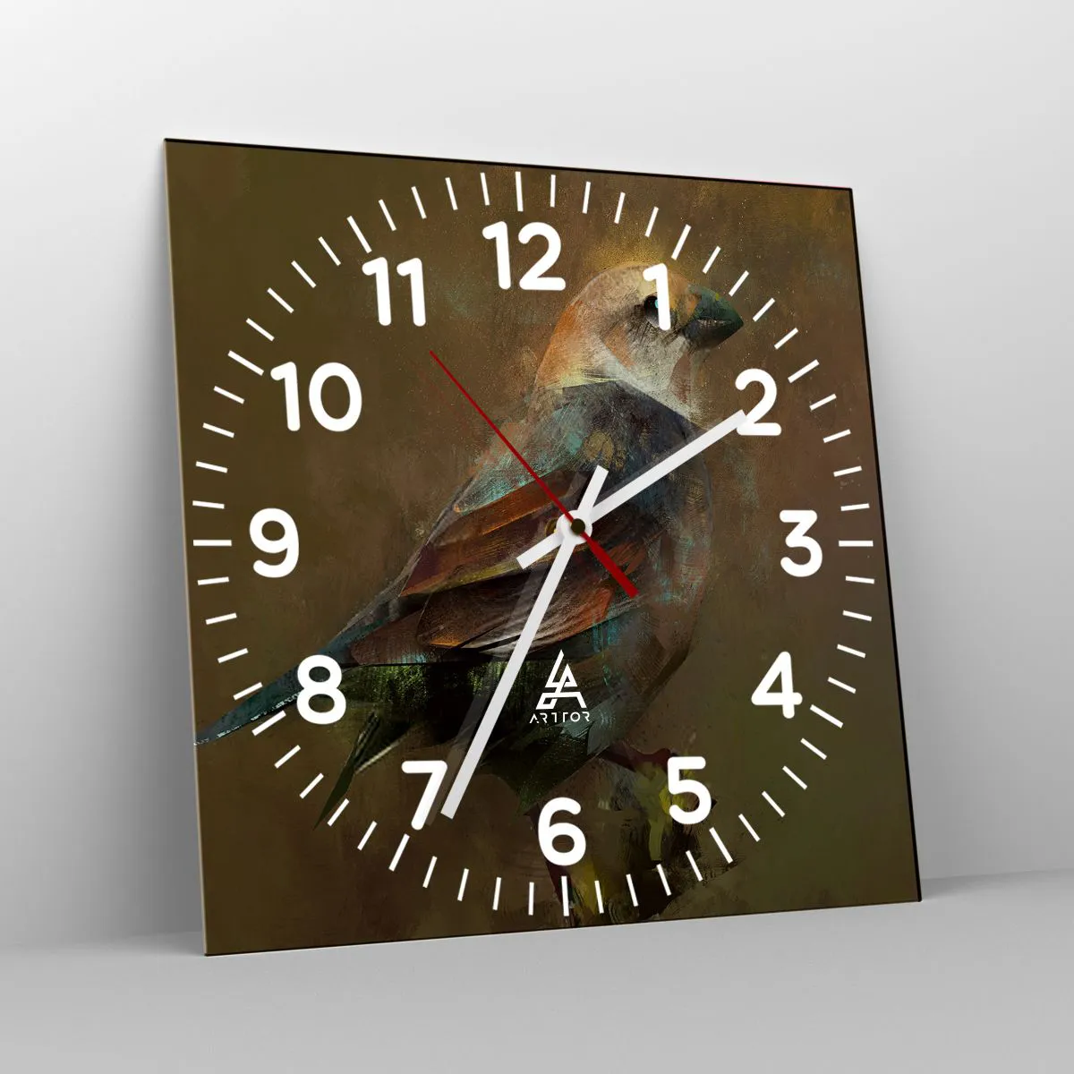 Wall clock - Clock on glass - Sparrow, a Little Birdy - 30x30 cm