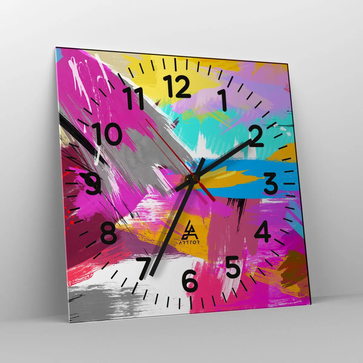 Reloj de pared - Reloj de vidrio - Abstracción colorida - 30x30 cm